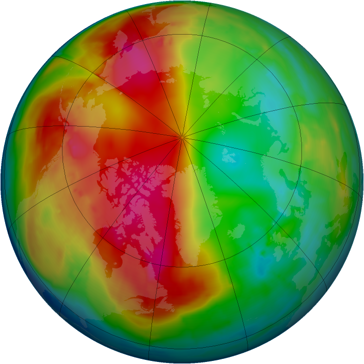 Arctic ozone map for 23 January 2010